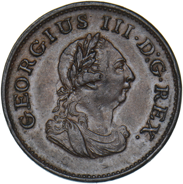 1806 Ireland Farthing - George III Copper Coin - Very Nice