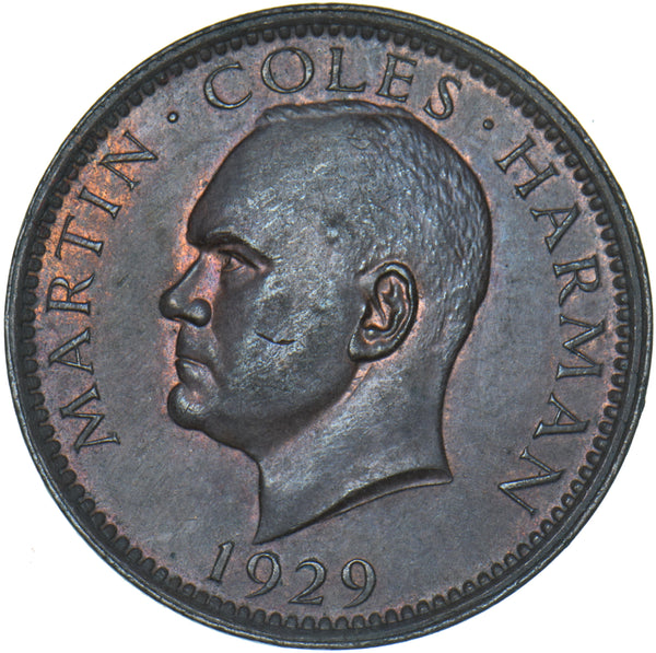1929 Lundy Puffin - Martin Coles Harman Bronze Coin - Very Nice