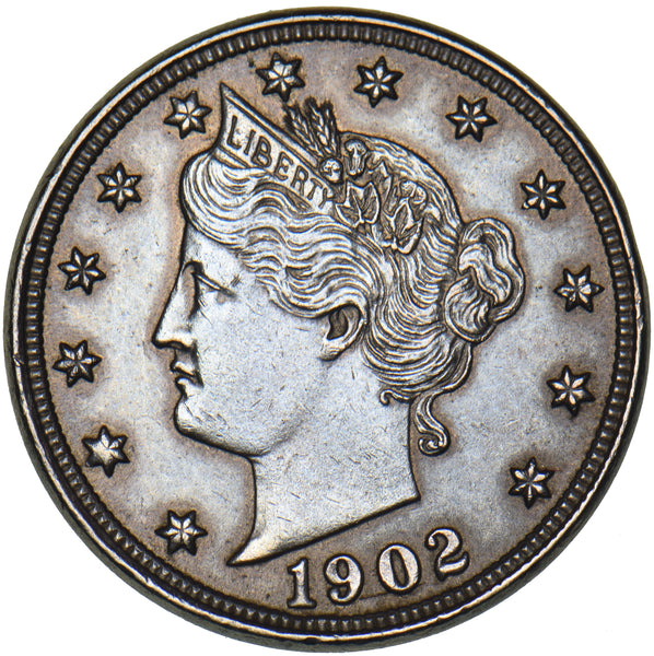 1902 USA Nickel 5 Cents Coin - Very Nice