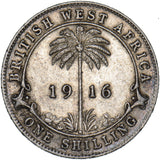 1916 British West Africa Shilling - George V Silver Coin - Nice