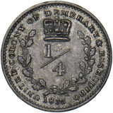 1833 Demerary & Essequibo 1/4 Guilder - William IV Silver Coin - Very Nice