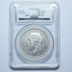 1927 Proof Wreath Crown (CGS 70) - George V British Silver Coin - Very Nice