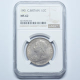 1901 Halfcrown (NGC MS 62) - Victoria British Silver Coin - Superb