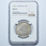 1901 Halfcrown (NGC MS 62) - Victoria British Silver Coin - Superb