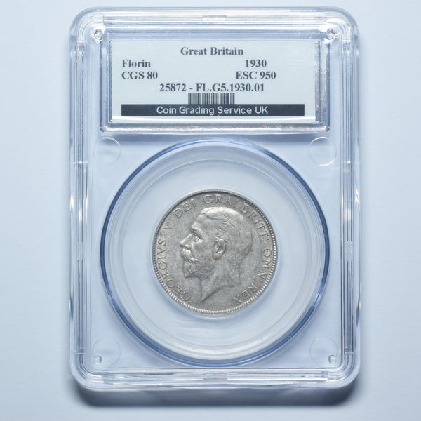 1930 Florin (CGS 80) - George V British Silver Coin - Superb