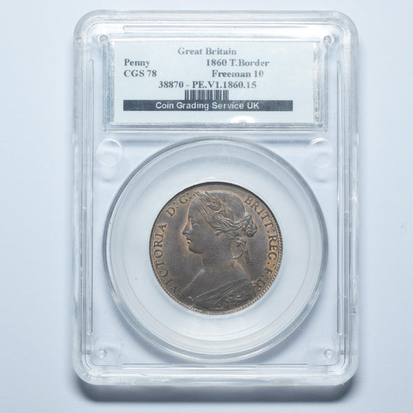 1860 Penny (CGS 78) - Victoria British Bronze Coin - Superb