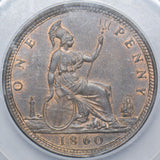 1860 Penny (CGS 78) - Victoria British Bronze Coin - Superb