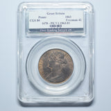 1863 Penny (CGS 80) - Victoria British Bronze Coin - Superb