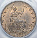 1887 Halfpenny (CGS UNC 82) - Victoria British Bronze Coin - Superb