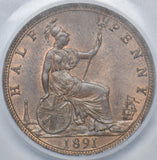 1891 Halfpenny (CGS UNC 80) - Victoria British Bronze Coin - Superb