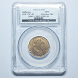 1891 Halfpenny (CGS UNC 80) - Victoria British Bronze Coin - Superb