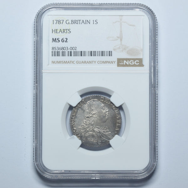 1787 Shilling (NGC MS 62) - George III British Silver Coin - Superb