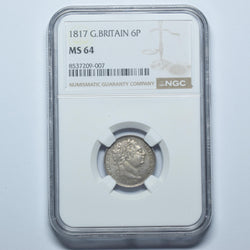 1817 Sixpence (NGC MS 64) - George III British Silver Coin - Superb