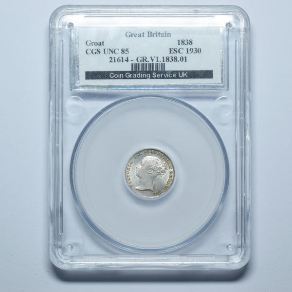 1838 Groat (CGS UNC 85) - Victoria British Silver Coin - Superb