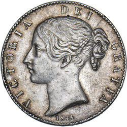 1844 Crown (Cinquefoil Stops) - Victoria British Silver Coin - Nice
