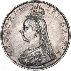 1887 Double Florin (Roman 1) - Victoria British Silver Coin - Very Nice