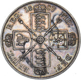 1887 Double Florin (Arabic 1) - Victoria British Silver Coin - Nice