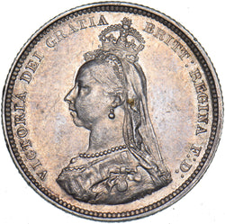 1889 Shilling (Small head.) - Victoria British Silver Coin - Very Nice