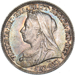 1895 Shilling (Large Rose) - Victoria British Silver Coin - Very Nice