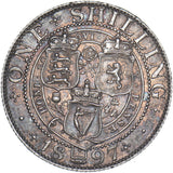 1897 Shilling - Victoria British Silver Coin - Very Nice