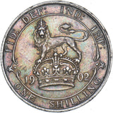 1902 Shilling - Edward VII British Silver Coin - Nice