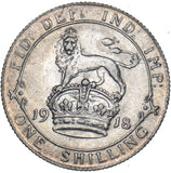 1918 Shilling - George V British Silver Coin - Nice