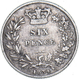 1834 Sixpence - William IV British Silver Coin