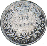 1867 Sixpence - Victoria British Silver Coin