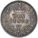 1887 Sixpence - Victoria British Silver Coin - Nice