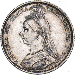 1887 Sixpence (R Over B?) - Victoria British Silver Coin - Very Nice