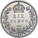 1887 Sixpence - Victoria British Silver Coin - Very Nice