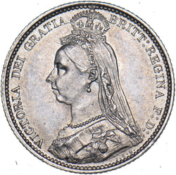 1887 Sixpence - Victoria British Silver Coin - Very Nice