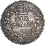 1888 Sixpence - Victoria British Silver Coin - Nice