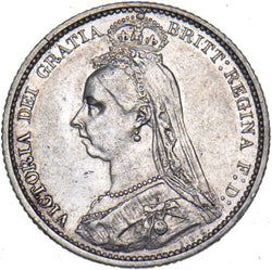 1888 Sixpence - Victoria British Silver Coin - Nice