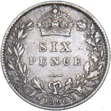 1890 Sixpence - Victoria British Silver Coin