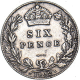 1902 Sixpence - Edward VII British Silver Coin - Nice