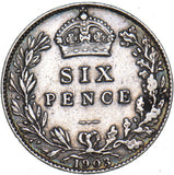 1903 Sixpence - Edward VII British Silver Coin - Nice