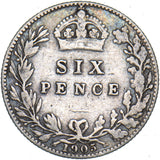1905 Sixpence - Edward VII British Silver Coin