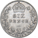 1909 Sixpence - Edward VII British Silver Coin