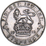1912 Sixpence - George V British Silver Coin - Very Nice