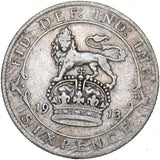 1913 Sixpence - George V British Silver Coin