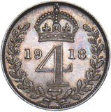 1918 Maundy Fourpence - George V British Silver Coin - Superb