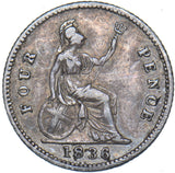 1836 Groat (Fourpence) - William IV British Silver Coin - Nice