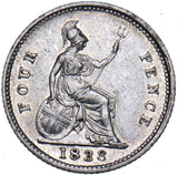 1838 Groat (Fourpence) - Victoria British Silver Coin - Nice