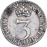 1689 Threepence - William & Mary British Silver Coin - Nice
