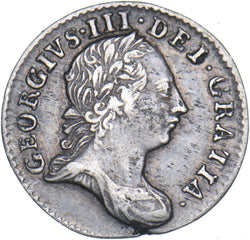 1762 Threepence - George III British Silver Coin - Nice