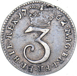 1762 Threepence - George III British Silver Coin - Nice