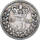 1834 Threepence - William IV British Silver Coin