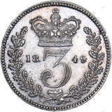 1849 Threepence - Victoria British Silver Coin - Very Nice