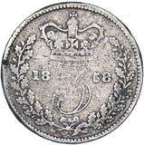 1858 Threepence - Victoria British Silver Coin